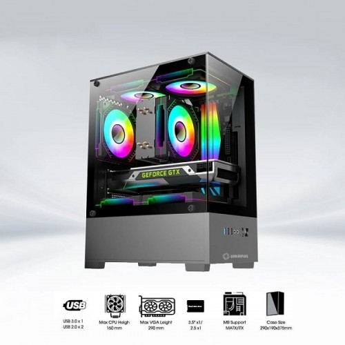 Vỏ Case Coolerplus CPC-EX32B + Tặng Kèm 3 Fan RGB